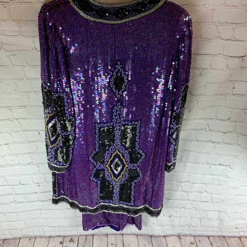 Judith Ann purple and silver bead/sequin 2 pc set - Picture 3 of 7